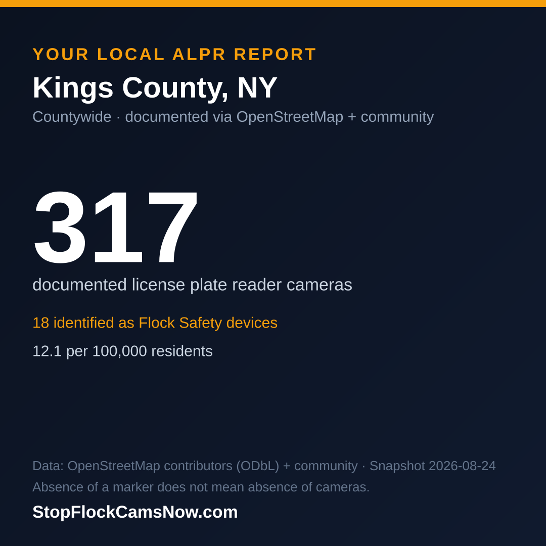 Shareable ALPR statistics card for Kings County