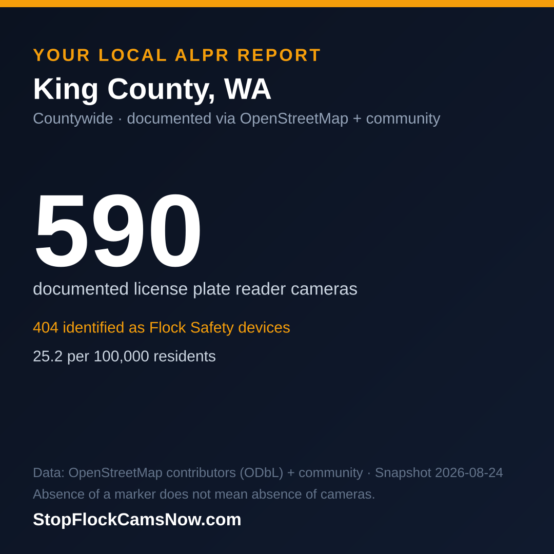 Shareable ALPR statistics card for King County